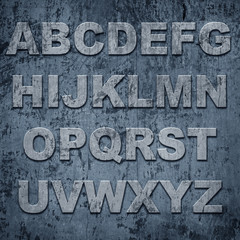 Latters of alphabet on grunge texture