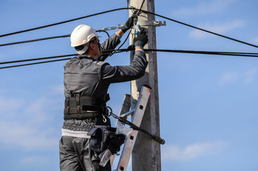Telephone Engineer At Work