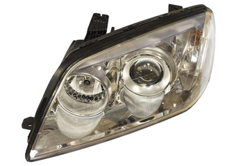 Car headlight on a white background
