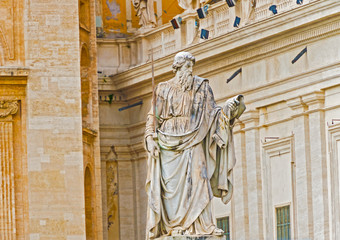 Statue of Apostle Paul in front of the Basilica of St. Peter