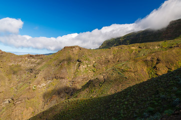 Tropical mountain landscape of La Gomera island, Spain