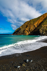 Fototapeta premium Volcanic black sand beach in Vallehermoso, La Gomera island