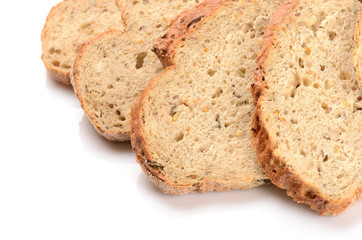 sliced loaf of bread isolated on white
