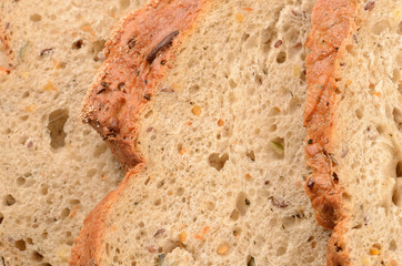 close up sliced loaf of bread