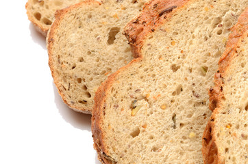 sliced loaf of bread isolated on white