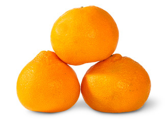 Pyramid Of Three Ripe Tangerines