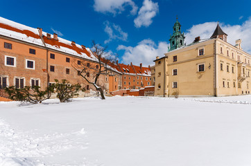 Wawel Royal Castle on sunny winter day, Krakow, Poland