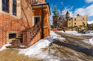 Wawel Royal Castle on sunny winter day, Krakow, Poland