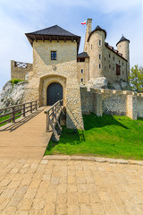 Fototapeta na wymiar Bobolice medieval castle on sunny day near Krakow, Poland