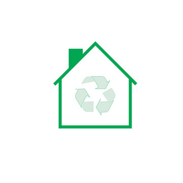 recycle sign and house shape