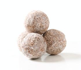 Fototapeta na wymiar Dark chocolate almond truffles