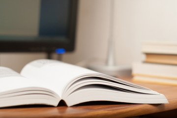 Open book on a work table