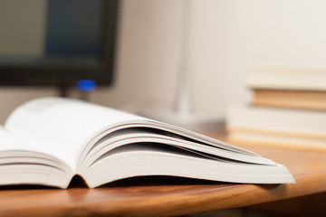 Open book on a work table