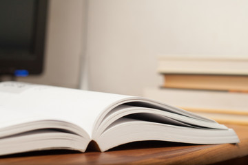 Open book on a work table