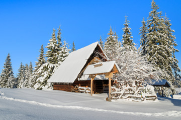 Hut on Rusinowa polana in winter time, Tatra Mountains, Poland © pkazmierczak