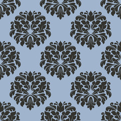 Gothic floral seamless pattern with gray flowers