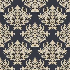 Kussenhoes Vintage yellow damask floral seamless pattern © Vector Tradition
