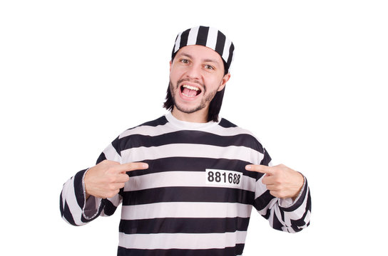 Prison inmate isolated on the white background