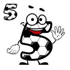 Happy cartoon number 5 character