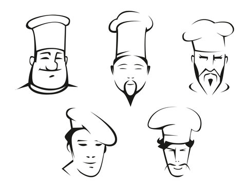 Sketches of chefs heads