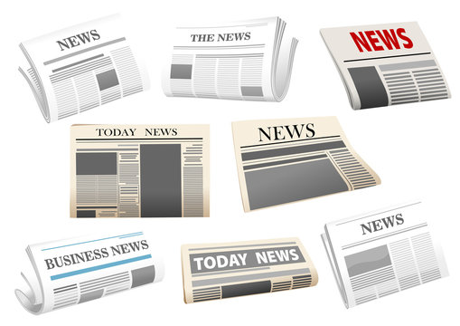 Newspaper icons isolated on white