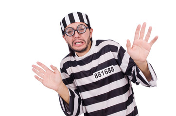 Prison inmate isolated on the white background