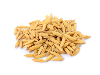 paddy jasmine rice on white background