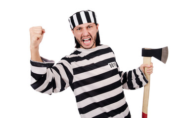 Prison inmate isolated on the white background