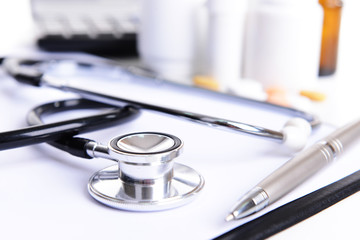 Stethoscope on light background