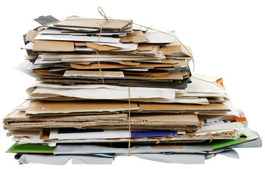 Big stack of papers, isolated on white