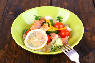 Fresh fish salad with vegetables