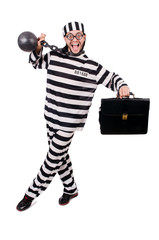 Prison inmate isolated on the white background