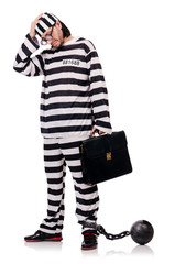 Prison inmate isolated on the white background
