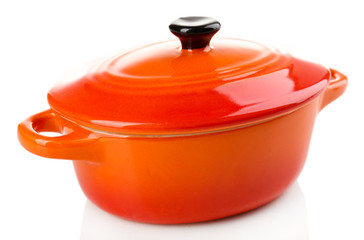 Ceramic pot. soup tureen isolated on white