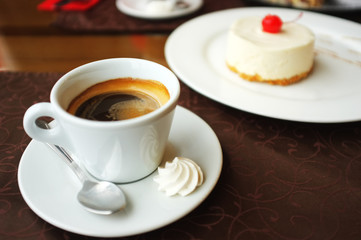 Cup of tasty coffee in cafe