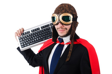 Man wearing red clothing in funny concept