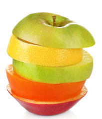 Fresh sliced fruit isolated on white