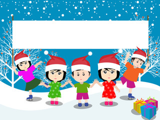 Merry christmas with happy kids