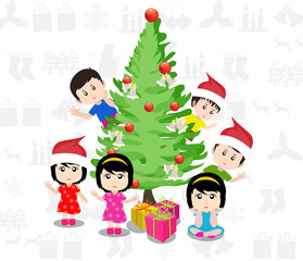Obraz na płótnie Canvas Merry christmas with happy kids