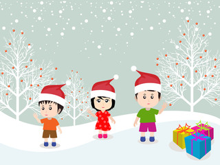 Merry christmas with happy kids