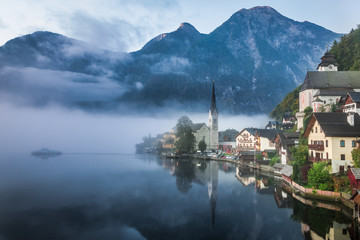 Foggy Hallstatt in autumn