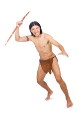 Native american in funny concept isolated on white