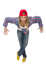 Woman dancer isolated on white