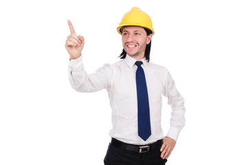 Young architect isolated on white