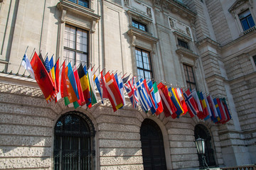 Flags at the HQ of OSCE in Vienna, Austria