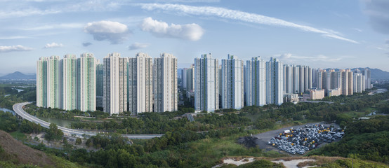 Panorama view of public estate in Hong Kong