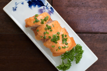 Sushi roll with salmon - Selective focus point