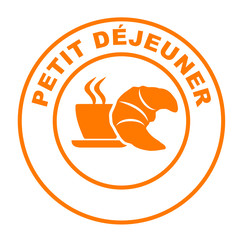 petit déjeuner sur bouton web rond orange