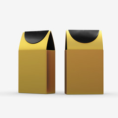 Gold paper food box packaging with clipping path