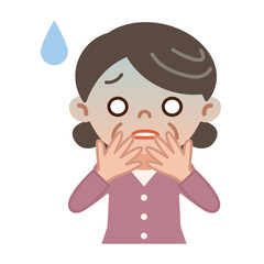 失敗して顔色が悪いシニア女性